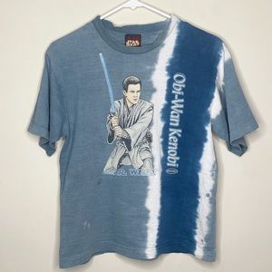 Vintage 90s Star Wars Obi-Wan Kenobi Episode 1 Graphic T Shirt Tie Dye Kids XL
